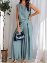 Celeste Luxe Sleeveless Top & Wide-Leg Trousers Set